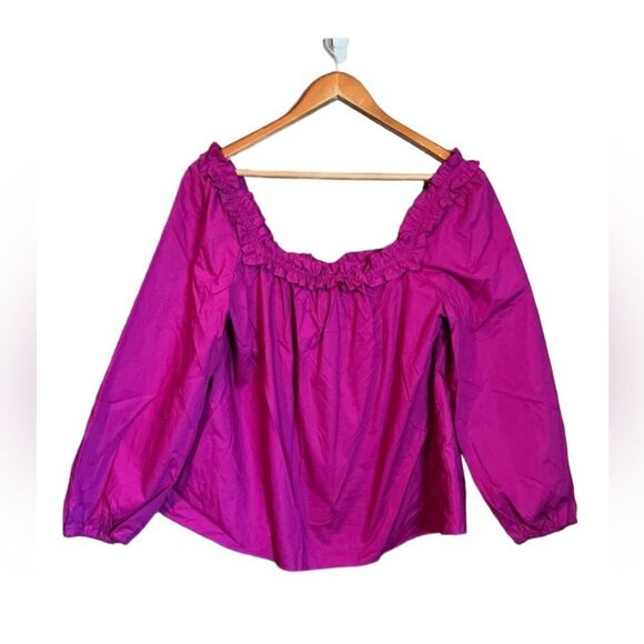NWT! J. Crew ruffle penny top in magenta - Picture 7 of 13